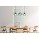 Suspensie metal negru/imitatie lemn maro, abajur gratii metal