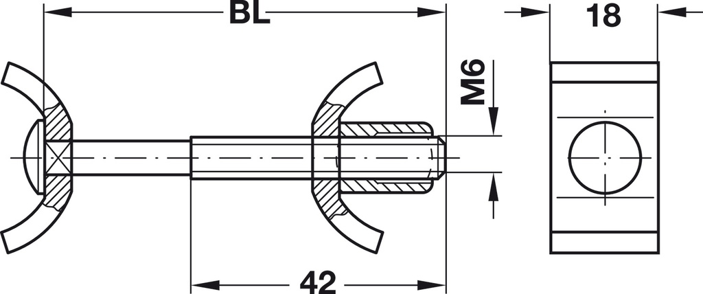 CONECT. BLAT OTEL D35 X 150MM HAFELE