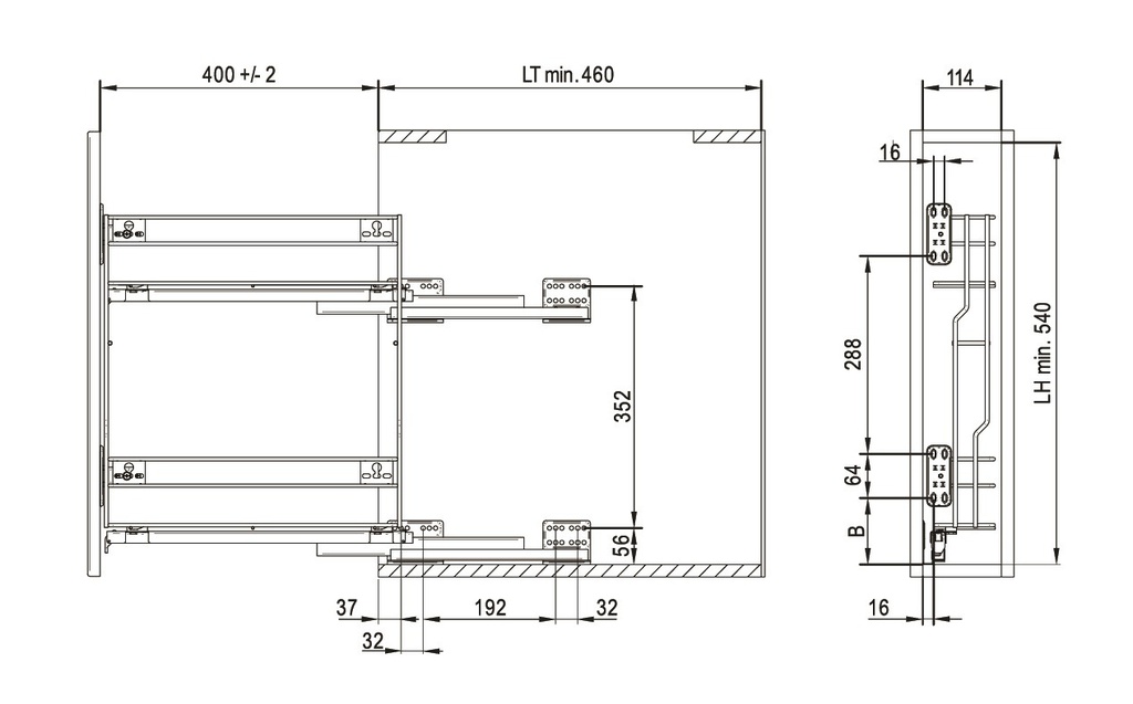 COS STANDARD 150/105X475X510 CROM EFECT HAFELE