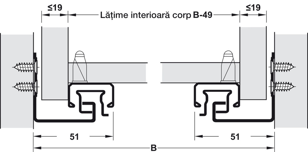 GLISIERA MX A30 350MM PUSH TO OPEN 3D HAFELE