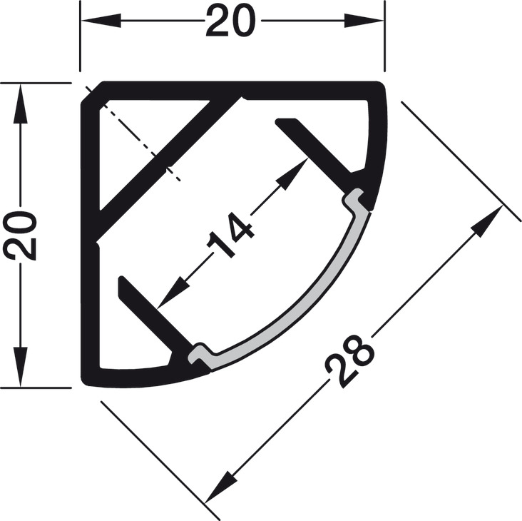 PROFIL ALUMINIU 2195 NEGRU CAP ALB OPAC 2.5M