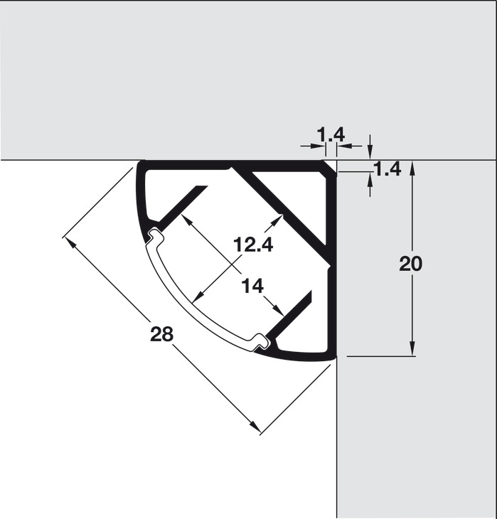 PROFIL LED APLICAT AL 28X20MM 2500MM