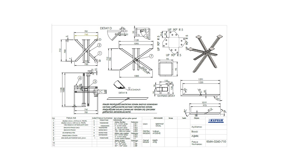 MASA OCTOPUS H710 MM NEGRU - KAPSAN