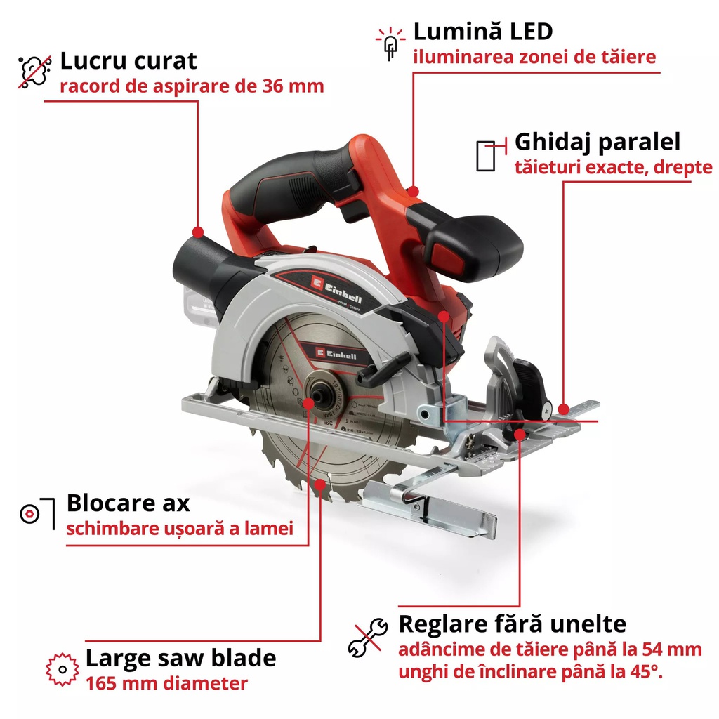 CIRCULAR DE MANA FARA FIR TE-CS 18/165 LI - SOLO - CONTINE TAXA VERDE - EINHELL
