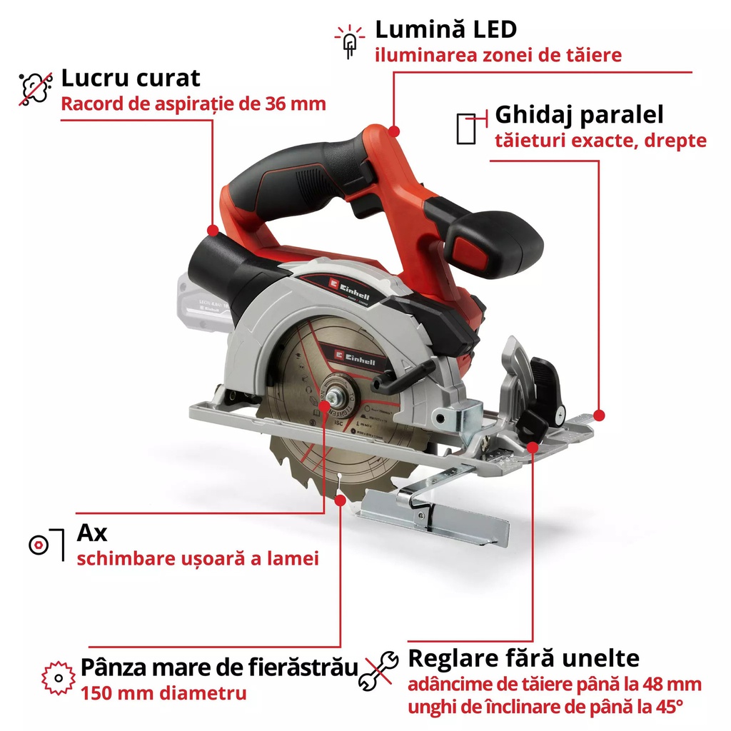 CIRCULAR DE MANA FARA FIR TE-CS 18/150 LI - SOLO - CONTINE TAXA VERDE - EINHELL
