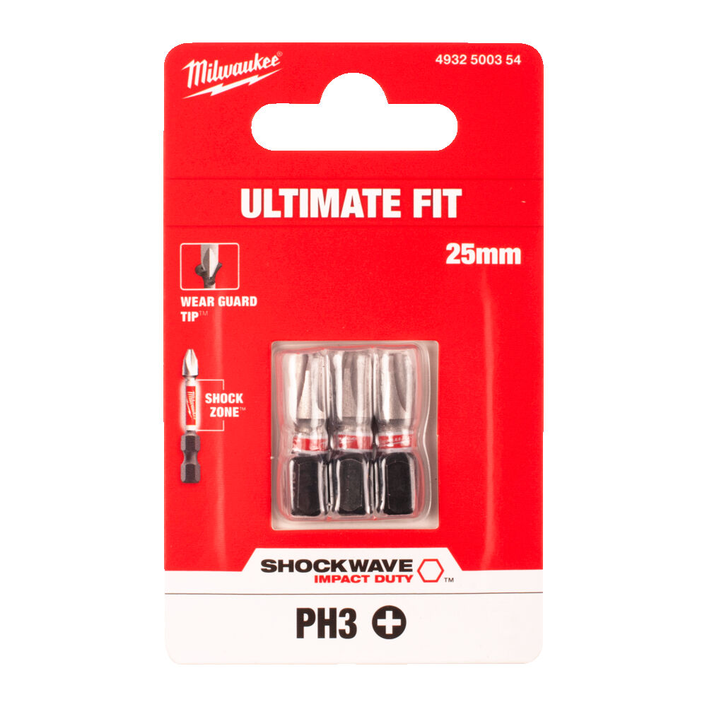 BIT SHOCKWAVE IMPACT DUTY PH3 25MM - 3 BUC