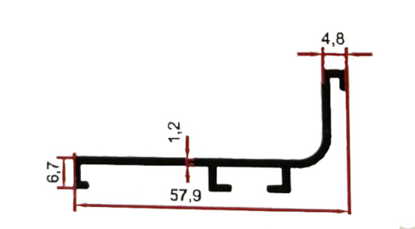 PROFIL ALUMINIU GOLA - MANER SUPERIOR (J) - 3 ML