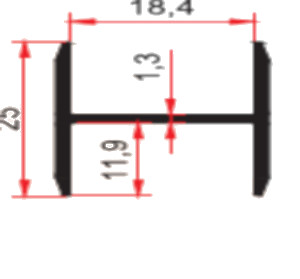 PROFIL H PAL-PAL 18 MM - 3 ML MARGINI EGALE