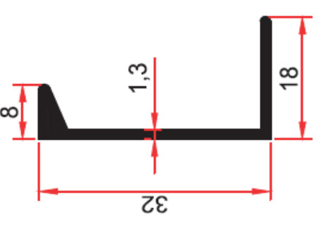 PROFIL MANER APLICAT TIP L 3 ML - ALUMINIU