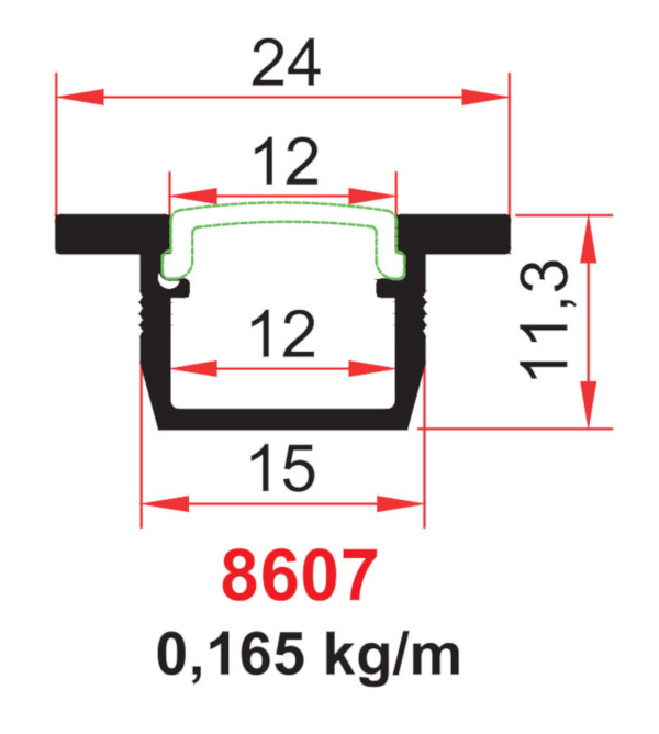 PROFIL BANDA LED INGROPAT 3 MT - ALUMINU TR