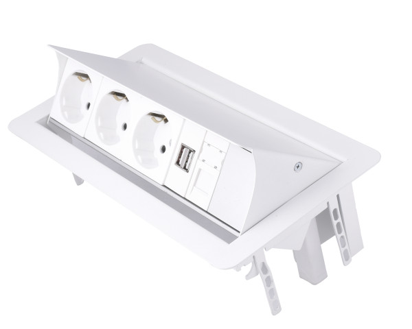 PRIZA INCASTRABILA  3 SCHUKO+2 USB+1 LAN - ALB