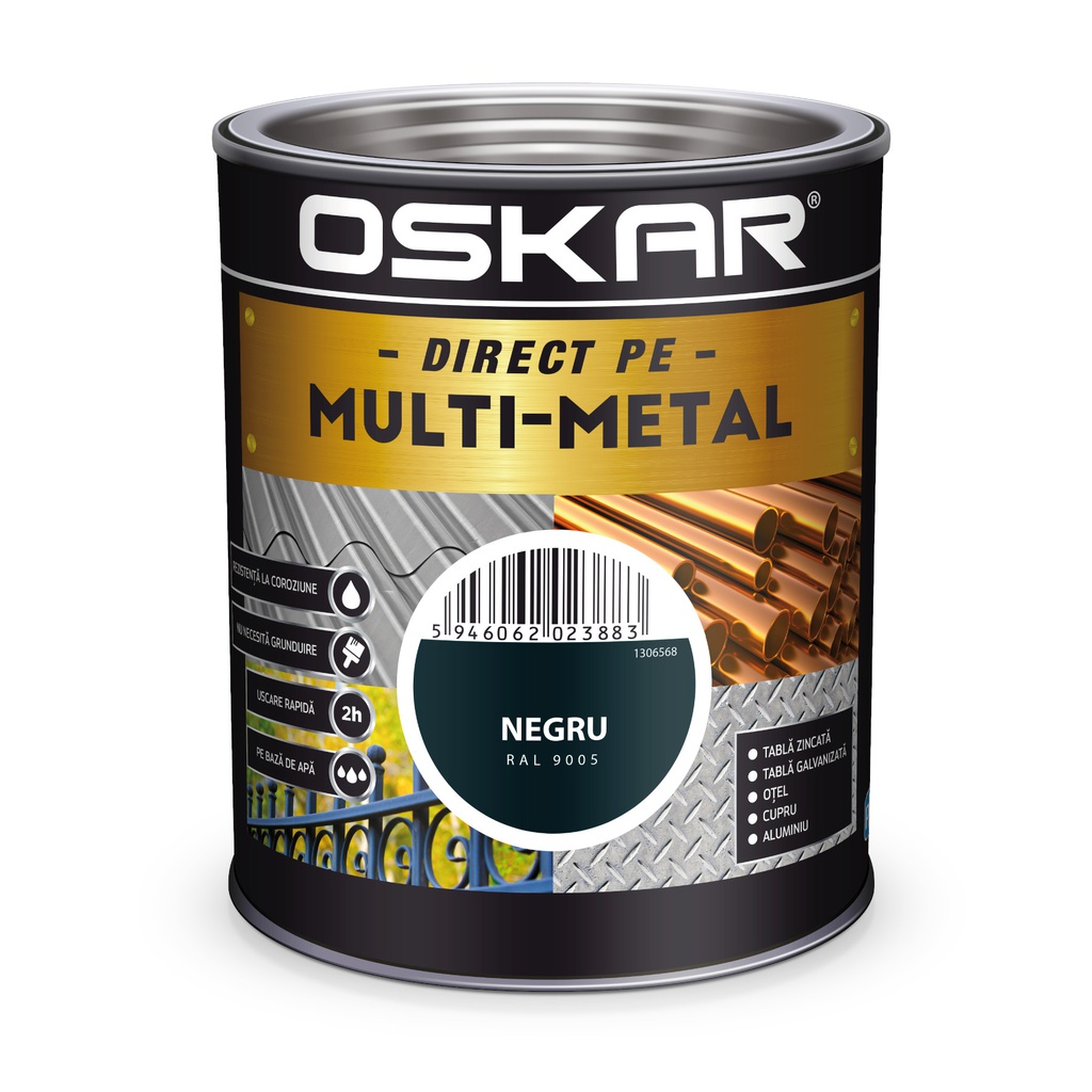 OSKAR MULTIMETAL EMAIL NEGRU RAL 9005 0.75L