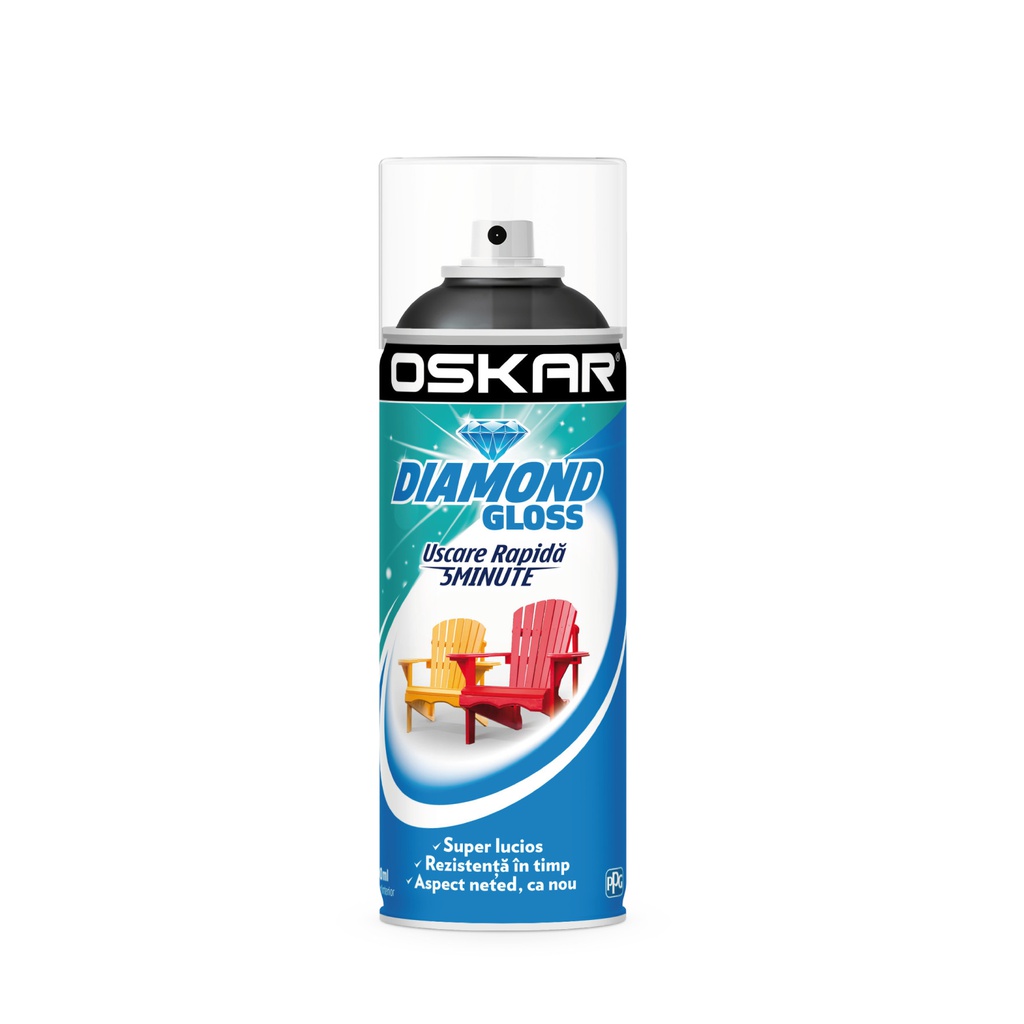 OSKAR DIAMOND GLOSS NEGRU RAL 9005 400ML