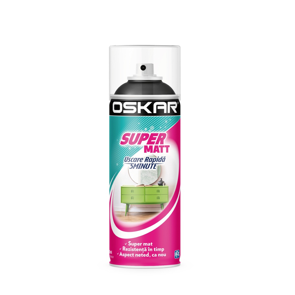 OSKAR SUPER MATT NEGRU RAL 9005 400ML