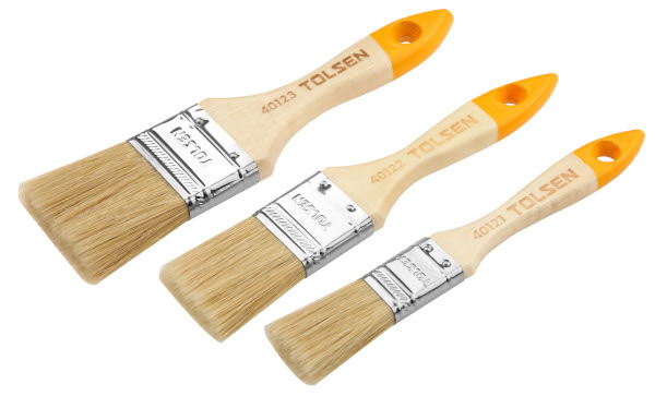 Set de 3 pensule pentru vopsit cu maner din lemn, 1", 1.5", 2"
