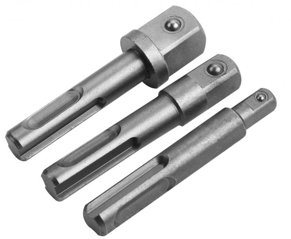 3 Adaptoare SDS-plus Ø 10 mm x 1/4"; Ø 10 mm x 3/8"; Ø 10 mm x 1/2"