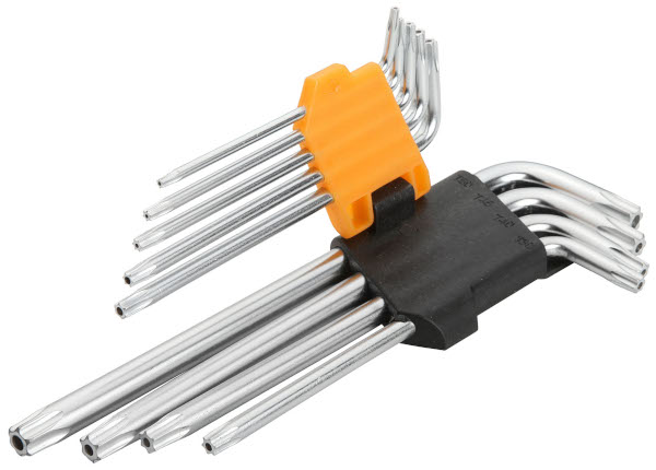 Set de 9 chei hexagonale torx cu brat lung Cr-V T10-T 50