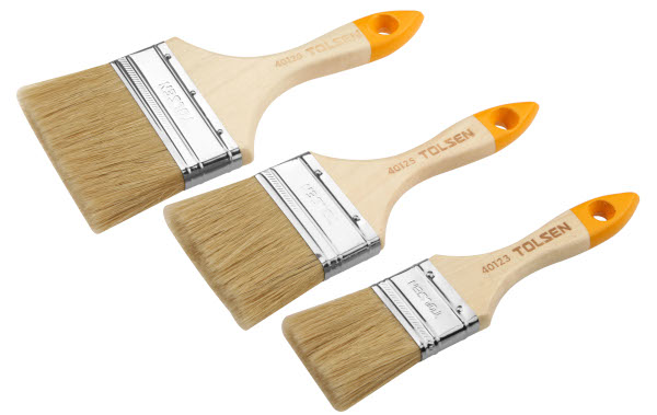 Set de 3 pensule pentru vopsit cu maner din lemn, 2", 3", 4"