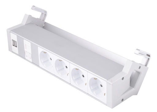 [1500.12.01] PRIZA BIROU 4 SCHUKO+2 USB+1 LAN - ALUMINIU