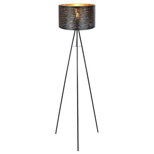 [15342S] Lampadar din metal negru, auriu-negru plastic, abajur DM: 38 c